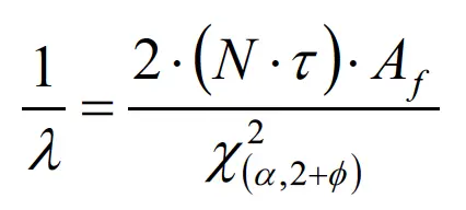 1/lambda = (2*(N*tau)*A_f) / chi2(alpha, 2+phi)