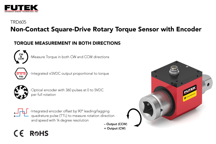 Non-Contact Square-Drive Rotary Torque Sensor with Encoder TRD605 